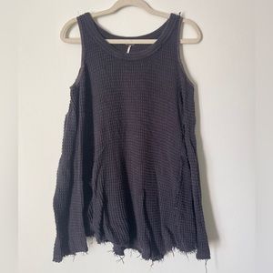 Free People open shoulder waffle sweater